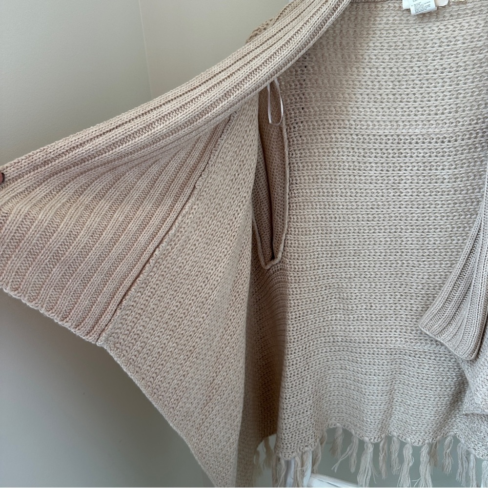 RD Style Cream Ribbed Knit Open Front Cardigan Sweater with Fringe Bottom - Picture 11 of 13